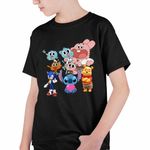 Fashion, accesorii si bijuterii - Copii - Imbracaminte copii - Tricouri copii - Tricou Copii Baieti Gumball Stitch Sonic Winnie CoolTrend, negru, marime M Copii - Infinity.ro
