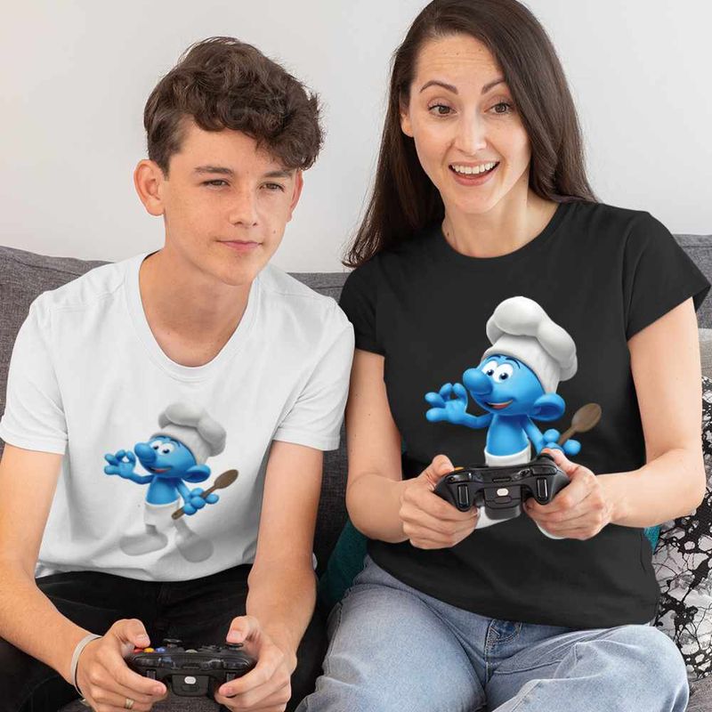 Fashion, accesorii si bijuterii - Copii - Imbracaminte copii - Tricouri copii - Tricou Copii Baieti Strumfii Bucatarul Chef CoolTrend, negru, marime XL Copii - Infinity.ro