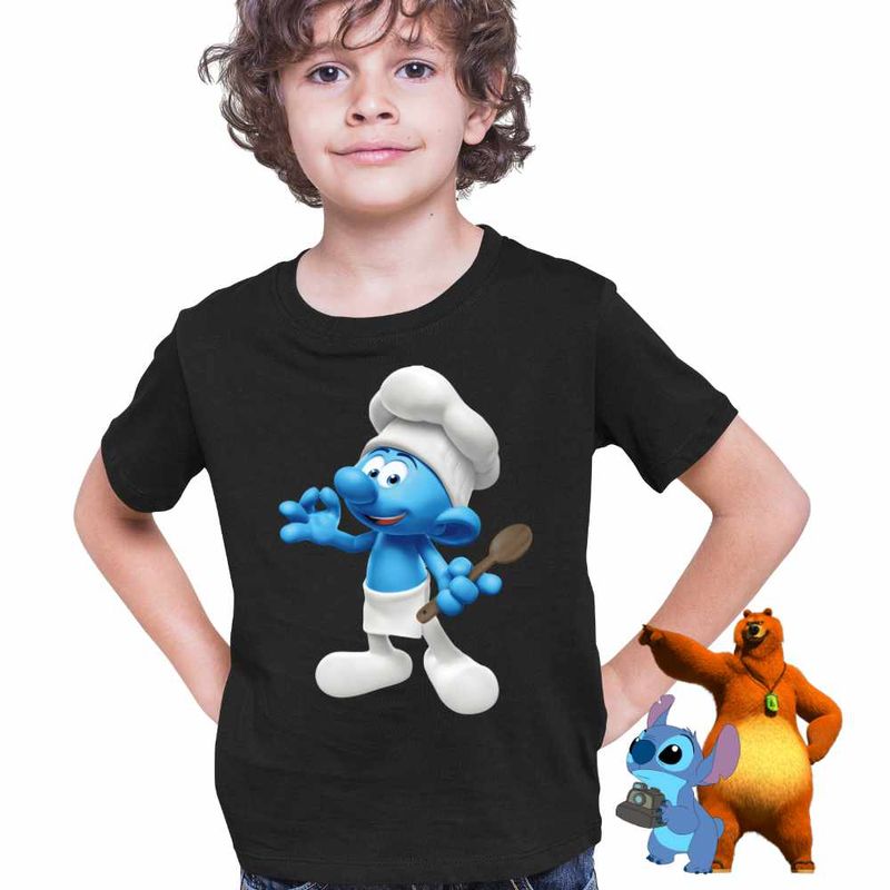 Fashion, accesorii si bijuterii - Copii - Imbracaminte copii - Tricouri copii - Tricou Copii Baieti Strumfii Bucatarul Chef CoolTrend, negru, marime XL Copii - Infinity.ro