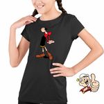 Fashion, accesorii si bijuterii - Copii - Imbracaminte copii - Tricouri copii - Tricou Copii Fete Olive Popeye Marinarul Sotie, negru, marime M Copii - Infinity.ro