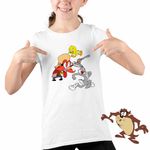 Fashion, accesorii si bijuterii - Copii - Imbracaminte copii - Tricouri copii - Tricou Copii Fete Yosemite Sam Tweety Bug Bunny Iepure, alb, marime L Copii - Infinity.ro