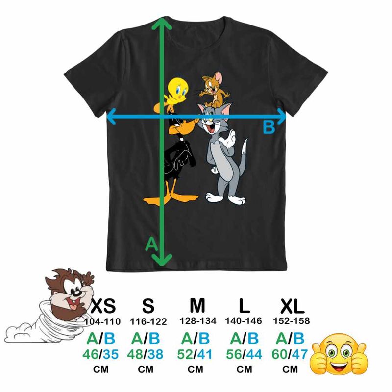 Fashion, accesorii si bijuterii - Copii - Imbracaminte copii - Tricouri copii - Tricou Copii Baieti Daffy Duck Tom Jerry Tweety, negru, marime S Copii - Infinity.ro