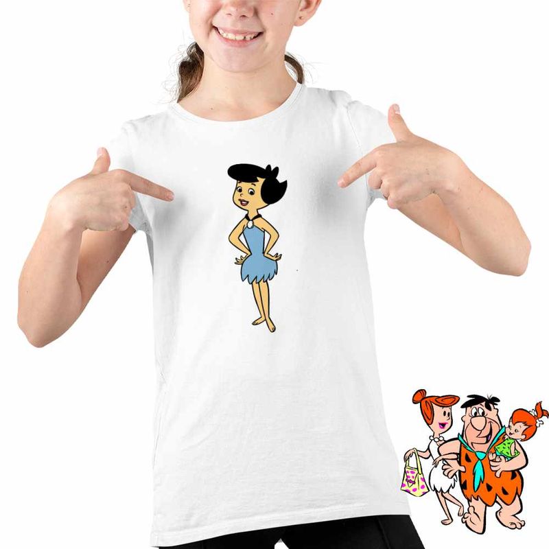 Fashion, accesorii si bijuterii - Copii - Imbracaminte copii - Tricouri copii - Tricou Copii Fete Familia Flintstone Betty Rubble Epoca de Piatra, alb, marime L Copii - Infinity.ro
