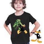 Fashion, accesorii si bijuterii - Copii - Imbracaminte copii - Tricouri copii - Tricou Copii Baieti Daffy Duck Minecraft Creeper, negru, marime XS Copii - Infinity.ro