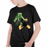 Fashion, accesorii si bijuterii - Copii - Imbracaminte copii - Tricouri copii - Tricou Copii Baieti Daffy Duck Minecraft Creeper, negru, marime XS Copii - Infinity.ro