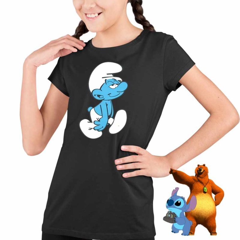 Fashion, accesorii si bijuterii - Copii - Imbracaminte copii - Tricouri copii - Tricou Copii Fete Strumfii Somnorosul Somnorila CoolTrend, negru, marime S Copii - Infinity.ro