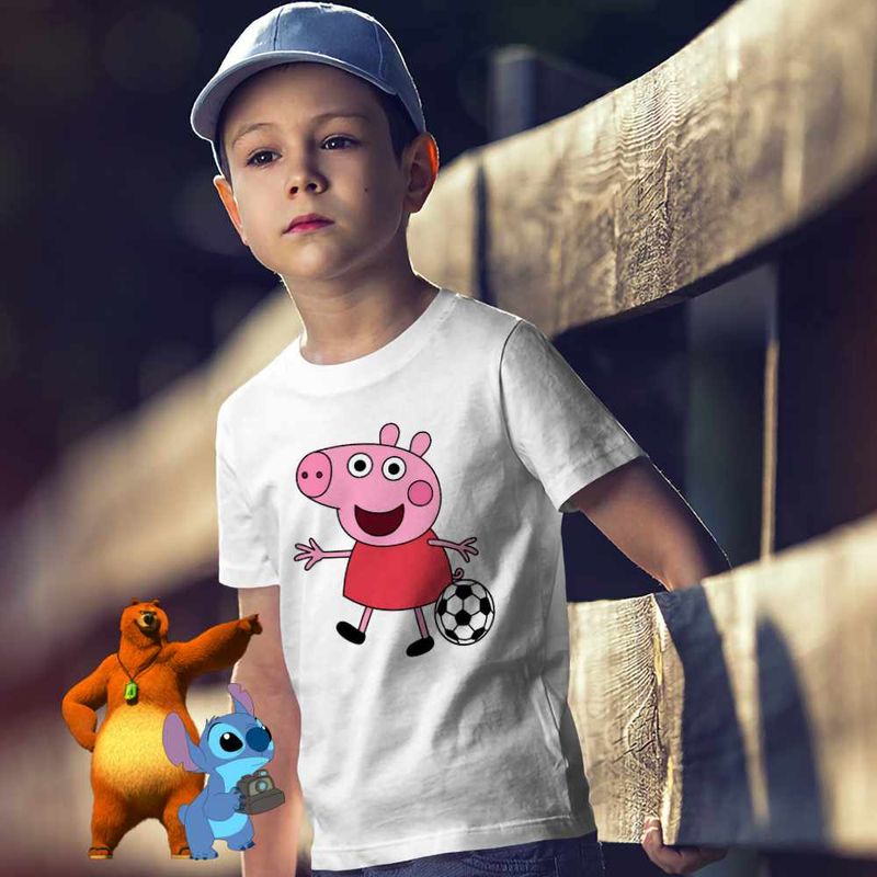 Fashion, accesorii si bijuterii - Copii - Imbracaminte copii - Tricouri copii - Tricou Copii Baieti Purcelusa Peppa Fotbal CoolTrend, alb, marime L Copii - Infinity.ro