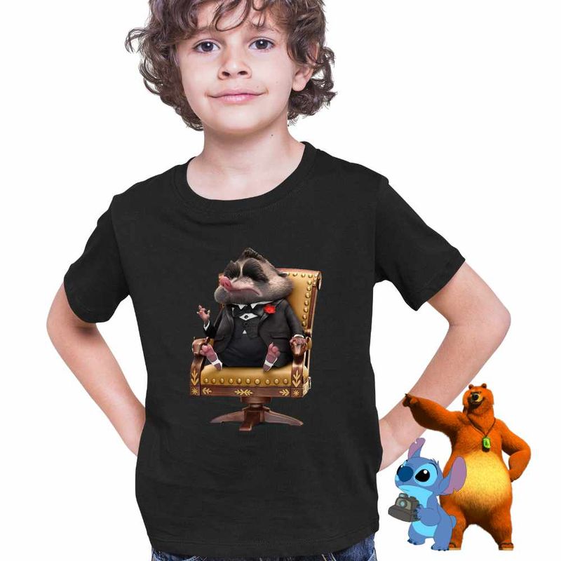 Fashion, accesorii si bijuterii - Copii - Imbracaminte copii - Tricouri copii - Tricou Copii Baieti Zootopia Mr Big Mafia Boss CoolTrend, negru, marime XS Copii - Infinity.ro