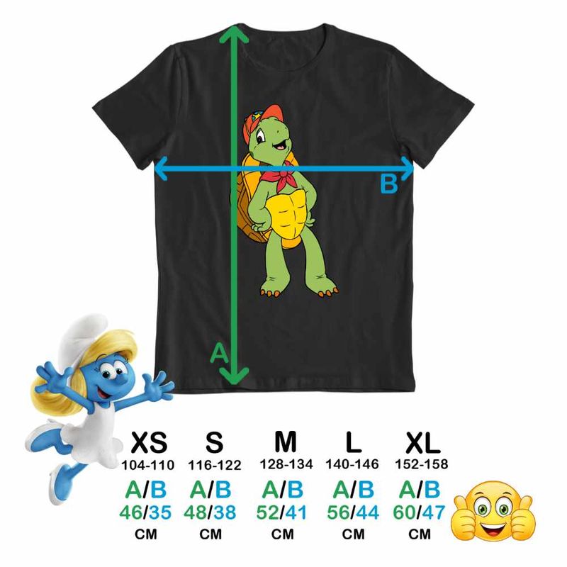 Fashion, accesorii si bijuterii - Copii - Imbracaminte copii - Tricouri copii - Tricou Copii Fete Desene Animate Testoasa Franklin CoolTrend, negru, marime XL Copii - Infinity.ro