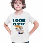 Fashion, accesorii si bijuterii - Copii - Imbracaminte copii - Tricouri copii - Tricou Copii Baieti Laboratorul lui Dexter Look Closer, alb, marime S Copii - Infinity.ro