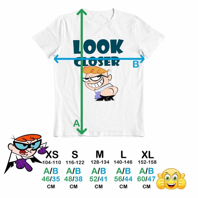Fashion, accesorii si bijuterii - Copii - Imbracaminte copii - Tricouri copii - Tricou Copii Baieti Laboratorul lui Dexter Look Closer, alb, marime S Copii - Infinity.ro