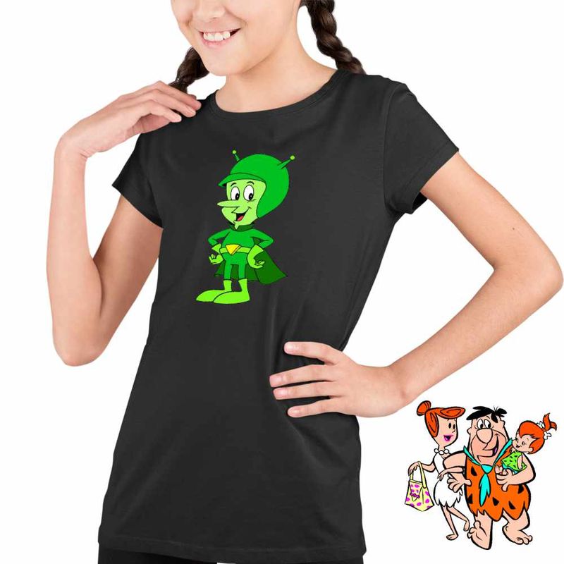 Fashion, accesorii si bijuterii - Copii - Imbracaminte copii - Tricouri copii - Tricou Copii Fete Familia Flintstone Gazoo Extraterestru Alien, negru, marime XS Copii - Infinity.ro