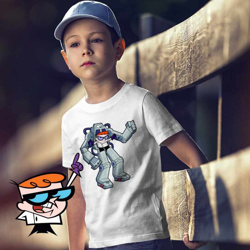 Fashion, accesorii si bijuterii - Copii - Imbracaminte copii - Tricouri copii - Tricou Copii Baieti Laborator Dexter Robot Exoschelet, alb, marime M Copii - Infinity.ro