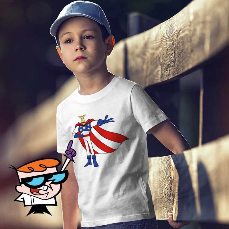 Fashion, accesorii si bijuterii - Copii - Imbracaminte copii - Tricouri copii - Tricou Copii Baieti Dexters Laboratory Major Glory Super Erou, alb, marime XL Copii - Infinity.ro