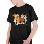 Fashion, accesorii si bijuterii - Copii - Imbracaminte copii - Tricouri copii - Tricou Copii Baieti Familia Flinstone Friends Barney Betty Fred Wilma, negru, marime XS Copii - Infinity.ro