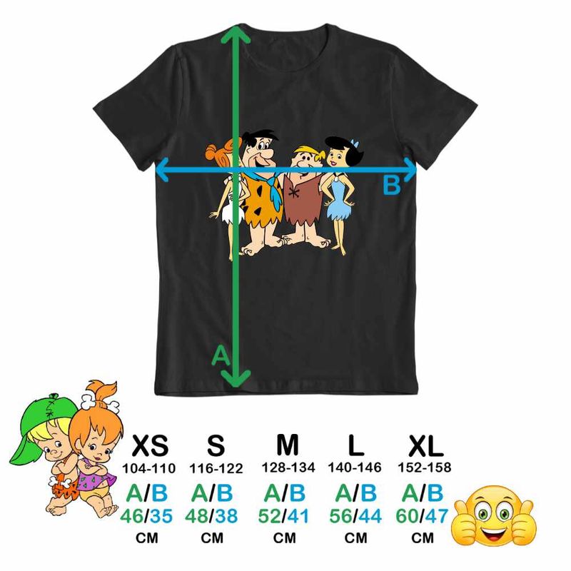 Fashion, accesorii si bijuterii - Copii - Imbracaminte copii - Tricouri copii - Tricou Copii Baieti Familia Flinstone Friends Barney Betty Fred Wilma, negru, marime XS Copii - Infinity.ro