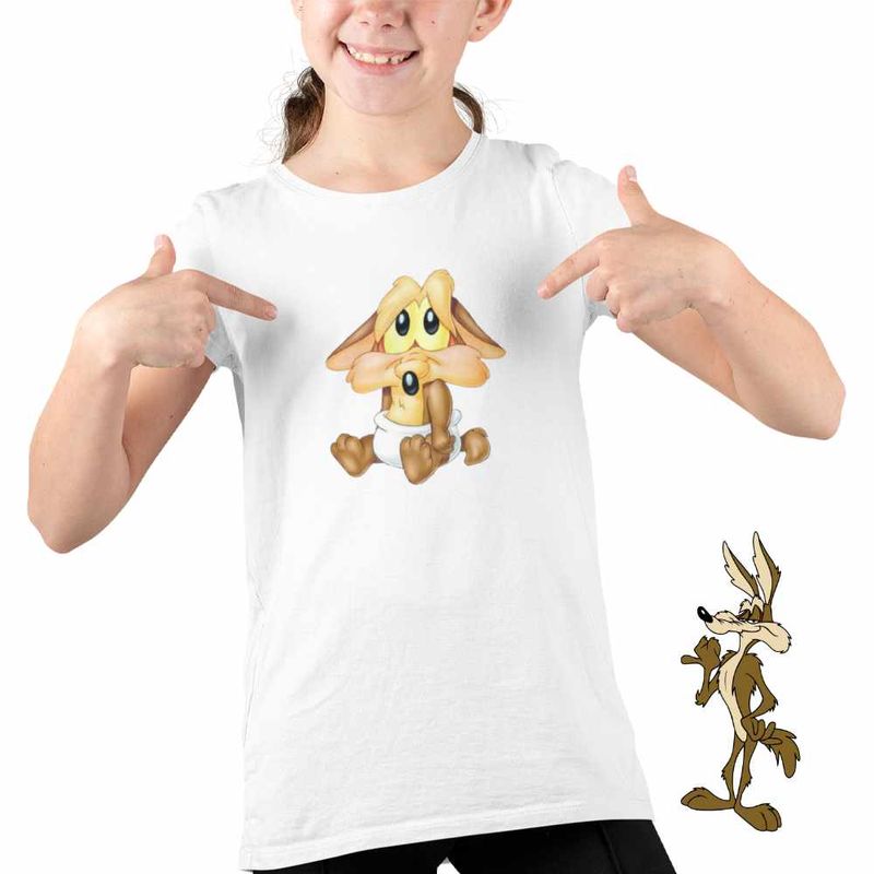 Fashion, accesorii si bijuterii - Copii - Imbracaminte copii - Tricouri copii - Tricou Copii Fete Wile Coiot Bebelus Trist, alb, marime M Copii - Infinity.ro