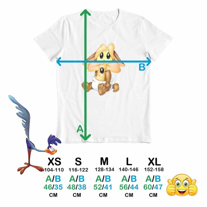 Fashion, accesorii si bijuterii - Copii - Imbracaminte copii - Tricouri copii - Tricou Copii Fete Wile Coiot Bebelus Trist, alb, marime M Copii - Infinity.ro