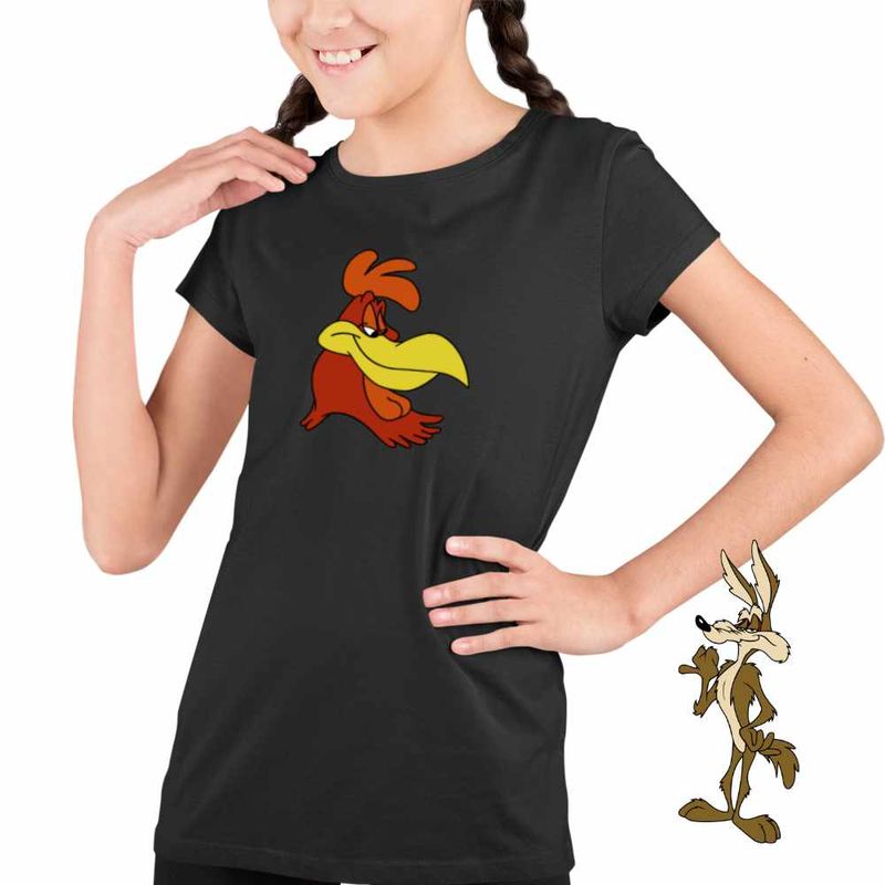 Fashion, accesorii si bijuterii - Copii - Imbracaminte copii - Tricouri copii - Tricou Copii Fete Foghorn Cocos Desene Animate Looney Tunes, negru, marime S Copii - Infinity.ro