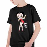 Fashion, accesorii si bijuterii - Copii - Imbracaminte copii - Tricouri copii - Tricou Copii Baieti Betty Boop Catel Pudel Valentines Day, negru, marime M Copii - Infinity.ro