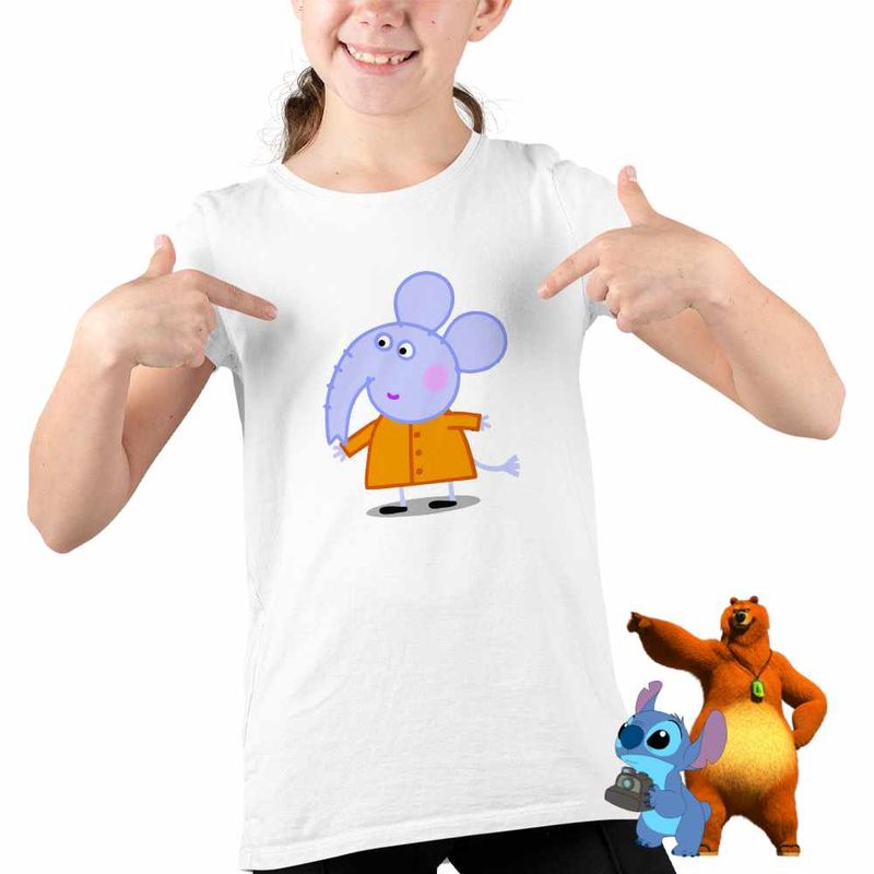 Fashion, accesorii si bijuterii - Copii - Imbracaminte copii - Tricouri copii - Tricou Copii Fete Elefantul Edmond Purcelusa Peppa Pig CoolTrend, alb, marime XS Copii - Infinity.ro