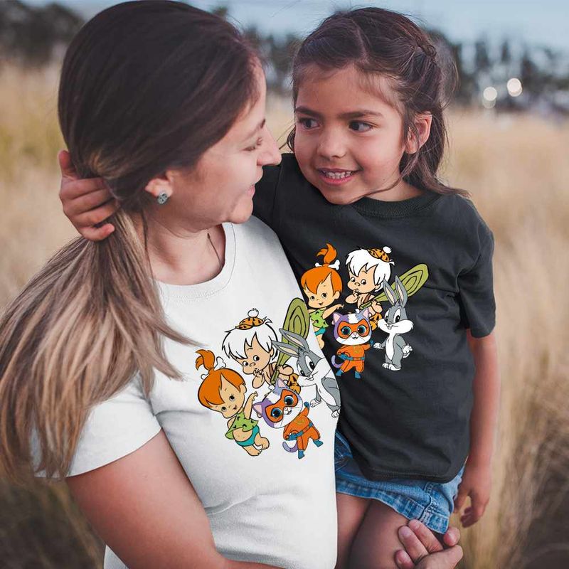 Fashion, accesorii si bijuterii - Copii - Imbracaminte copii - Tricouri copii - Tricou Copii Fete Familia Flintstone Pebbles Bamm Bamm Super Pisicute Bugs Bunny Bebelusi, alb, marime S Copii - Infinity.ro
