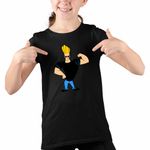 Fashion, accesorii si bijuterii - Copii - Imbracaminte copii - Tricouri copii - Tricou Copii Fete Johnny Bravo Vibe Culturism, negru, marime M Copii - Infinity.ro