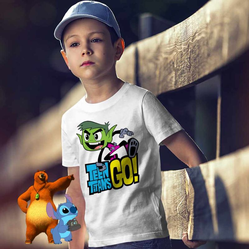 Fashion, accesorii si bijuterii - Copii - Imbracaminte copii - Tricouri copii - Tricou Copii Baieti Beast Haideti Tineri Titani CoolTrend, alb, marime S Copii - Infinity.ro
