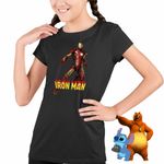 Fashion, accesorii si bijuterii - Copii - Imbracaminte copii - Tricouri copii - Tricou Copii Fete Iron Man Marvel CoolTrend, negru, marime XL Copii - Infinity.ro
