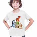 Fashion, accesorii si bijuterii - Copii - Imbracaminte copii - Tricouri copii - Tricou Copii Baieti Familia Flintstone Pebbles Bluey Blue Bingo, alb, marime S Copii - Infinity.ro