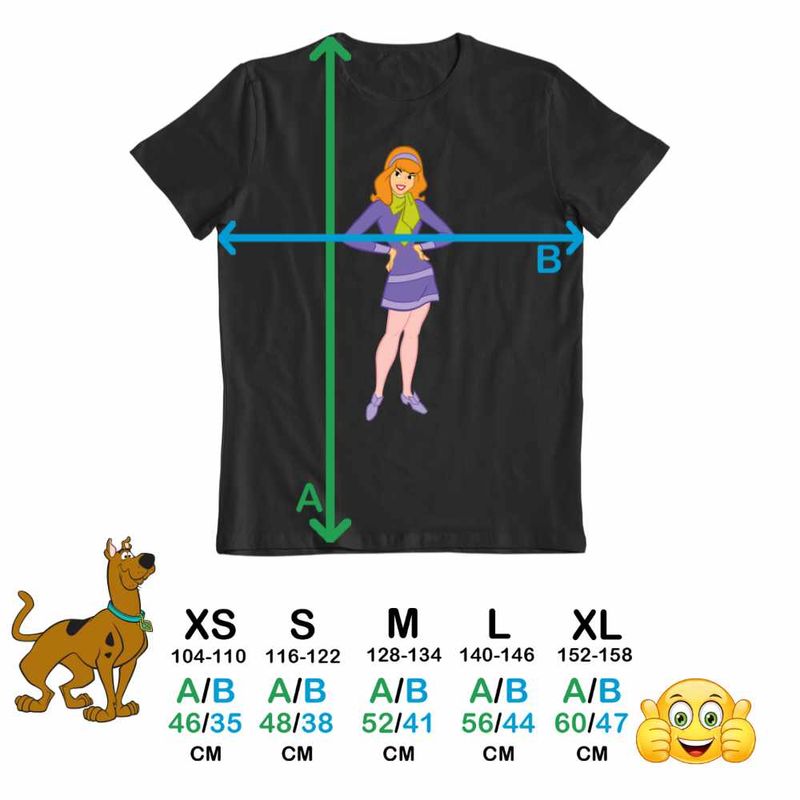 Fashion, accesorii si bijuterii - Copii - Imbracaminte copii - Tricouri copii - Tricou Copii Fete Scooby Doo Daphne Blake, negru, marime S Copii - Infinity.ro