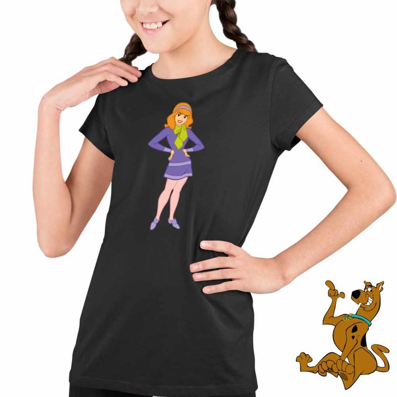 Fashion, accesorii si bijuterii - Copii - Imbracaminte copii - Tricouri copii - Tricou Copii Fete Scooby Doo Daphne Blake, negru, marime S Copii - Infinity.ro