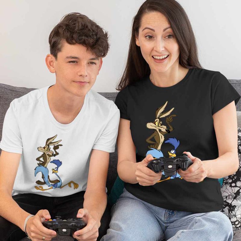 Fashion, accesorii si bijuterii - Copii - Imbracaminte copii - Tricouri copii - Tricou Copii Baieti Coiotul Strutul Desene Animate, negru, marime XS Copii - Infinity.ro