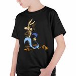 Fashion, accesorii si bijuterii - Copii - Imbracaminte copii - Tricouri copii - Tricou Copii Baieti Coiotul Strutul Desene Animate, negru, marime XS Copii - Infinity.ro