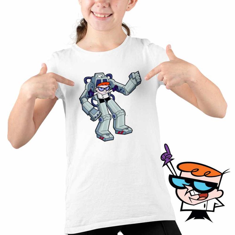 Fashion, accesorii si bijuterii - Copii - Imbracaminte copii - Tricouri copii - Tricou Copii Fete Laborator Dexter Robot Exoschelet, alb, marime XS Copii - Infinity.ro