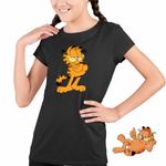 Fashion, accesorii si bijuterii - Copii - Imbracaminte copii - Tricouri copii - Tricou Copii Fete Garfield Motanul Lenes, negru, marime XS Copii - Infinity.ro