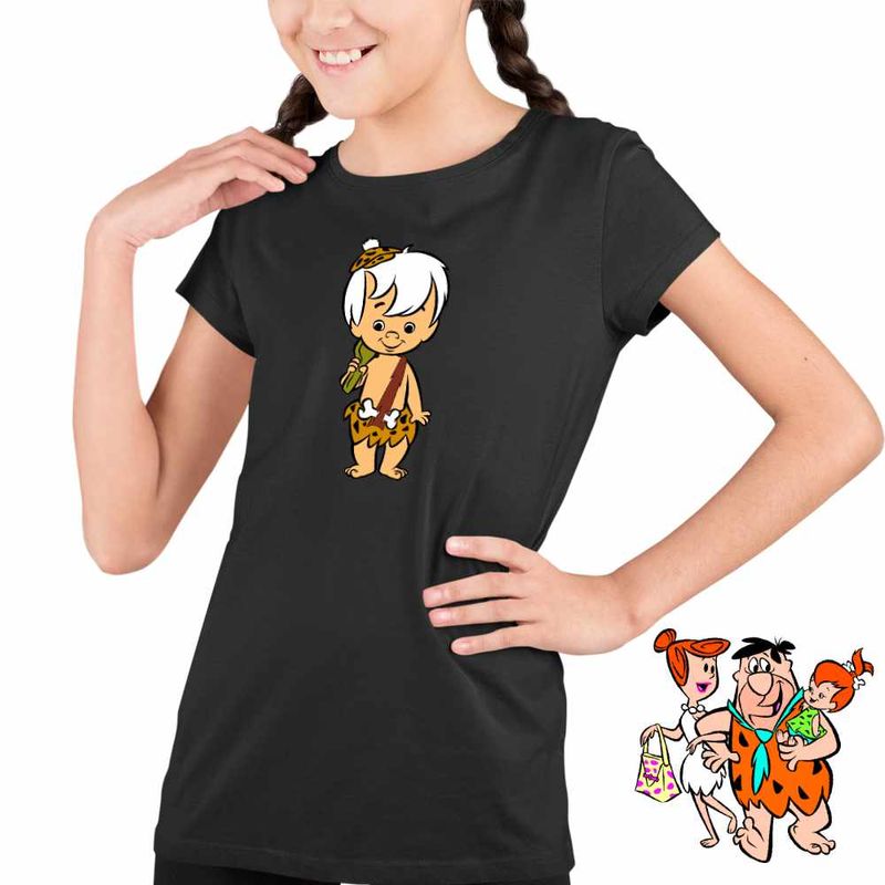 Fashion, accesorii si bijuterii - Copii - Imbracaminte copii - Tricouri copii - Tricou Copii Fete Familia Flintstone Bamm Bamm Bebelus, negru, marime L Copii - Infinity.ro