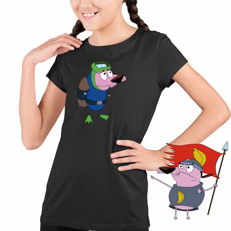 Fashion, accesorii si bijuterii - Copii - Imbracaminte copii - Tricouri copii - Tricou Copii Fete Curaj Cainele Fricos Desene Scafandru, negru, marime L Copii - Infinity.ro