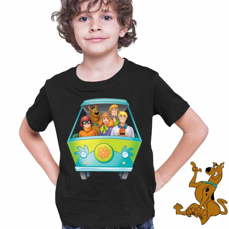 Fashion, accesorii si bijuterii - Copii - Imbracaminte copii - Tricouri copii - Tricou Copii Baieti Scooby-Doo Camioneta Mystery, negru, marime XS Copii - Infinity.ro