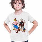 Fashion, accesorii si bijuterii - Copii - Imbracaminte copii - Tricouri copii - Tricou Copii Baieti Foghorn Taz Popey Porky Looney Tunes, alb, marime XS Copii - Infinity.ro