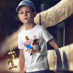 Fashion, accesorii si bijuterii - Copii - Imbracaminte copii - Tricouri copii - Tricou Copii Baieti Foghorn Taz Popey Porky Looney Tunes, alb, marime XS Copii - Infinity.ro
