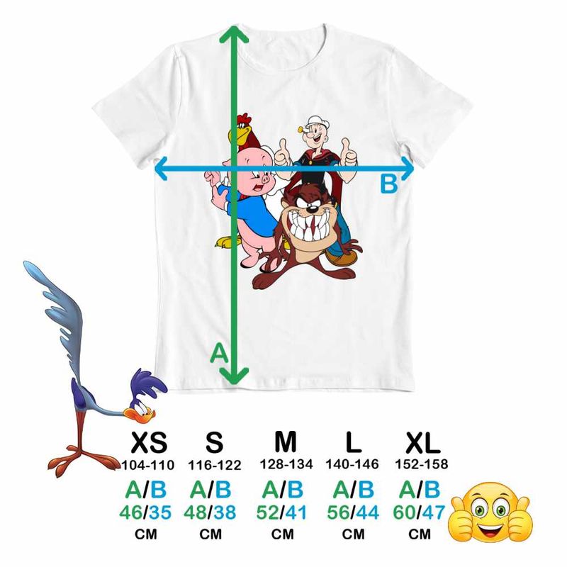 Fashion, accesorii si bijuterii - Copii - Imbracaminte copii - Tricouri copii - Tricou Copii Baieti Foghorn Taz Popey Porky Looney Tunes, alb, marime XS Copii - Infinity.ro