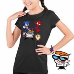 Fashion, accesorii si bijuterii - Copii - Imbracaminte copii - Tricouri copii - Tricou Copii Fete laboratorul lui Dexter Sonic Paienjenel Taz Diavol Tasmanian, negru, marime M Copii - Infinity.ro