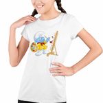 Fashion, accesorii si bijuterii - Copii - Imbracaminte copii - Tricouri copii - Tricou Copii Fete Strumf Pictor CoolTrend, alb, marime XL Copii - Infinity.ro