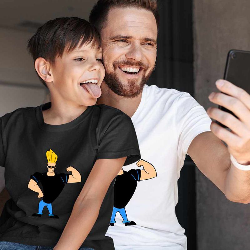 Fashion, accesorii si bijuterii - Copii - Imbracaminte copii - Tricouri copii - Tricou Copii Baieti Johnny Bravo Vibe Culturism, alb, marime S Copii - Infinity.ro