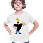 Fashion, accesorii si bijuterii - Copii - Imbracaminte copii - Tricouri copii - Tricou Copii Baieti Johnny Bravo Vibe Culturism, alb, marime S Copii - Infinity.ro