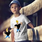 Fashion, accesorii si bijuterii - Copii - Imbracaminte copii - Tricouri copii - Tricou Copii Baieti Johnny Bravo Vibe Culturism, alb, marime S Copii - Infinity.ro