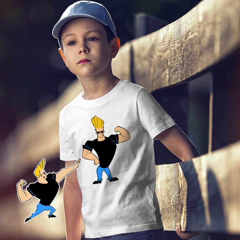 Fashion, accesorii si bijuterii - Copii - Imbracaminte copii - Tricouri copii - Tricou Copii Baieti Johnny Bravo Vibe Culturism, alb, marime S Copii - Infinity.ro