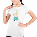 Fashion, accesorii si bijuterii - Copii - Imbracaminte copii - Tricouri copii - Tricou Copii Fete Iepurasul Rebecca Purcelusa Peppa Pig CoolTrend, alb, marime M Copii - Infinity.ro