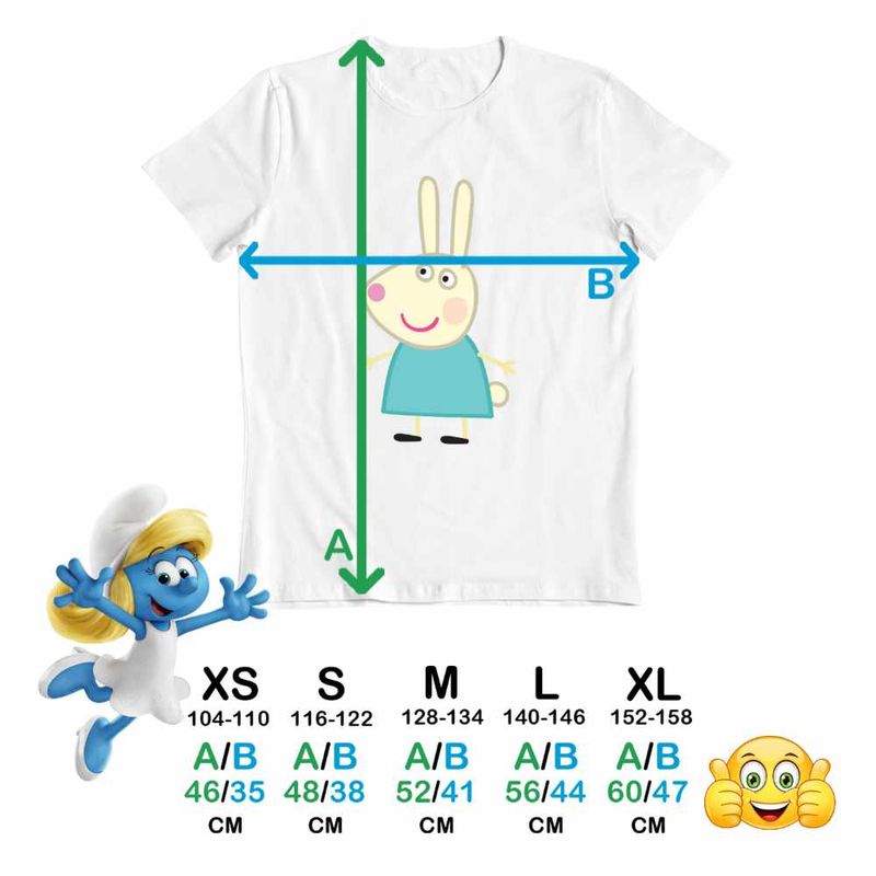 Fashion, accesorii si bijuterii - Copii - Imbracaminte copii - Tricouri copii - Tricou Copii Fete Iepurasul Rebecca Purcelusa Peppa Pig CoolTrend, alb, marime M Copii - Infinity.ro